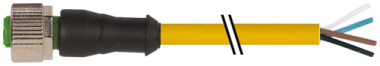 Connecteur M12 sortie fils, M12 femelle droit noir, Sans LED, 4  7000-12221-0140500
