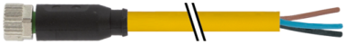Cordon M8 femelle 3 pôles droit avec sortie fils  7000-08041-0100500