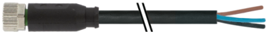 Connecteur M8 sortie fils, M8 femelle droit noir, Sans LED, 3 pôles  7000-08041-6300700