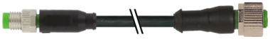 Rallonge M8 mâle droit, M12 femelle droit, 3 pôles, câble PUR/PVC  7000-88241-6200500